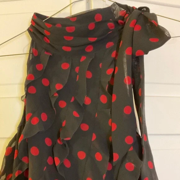 $15 ❌ SEND OFFER ❌ WHBM Ruffled Polka Dotted Sheer Blouse - Picture 5 of 8